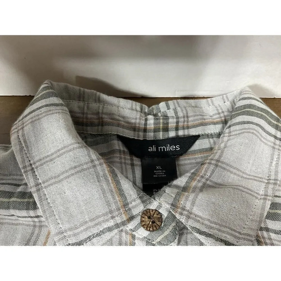 Ali Miles XL Tunic Top Flannel Gray Embroidered Back - Picture 3 of 11